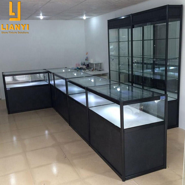 Wholesale Aluminum Profile Glass Showcase Led Light Retail Store Display Cases