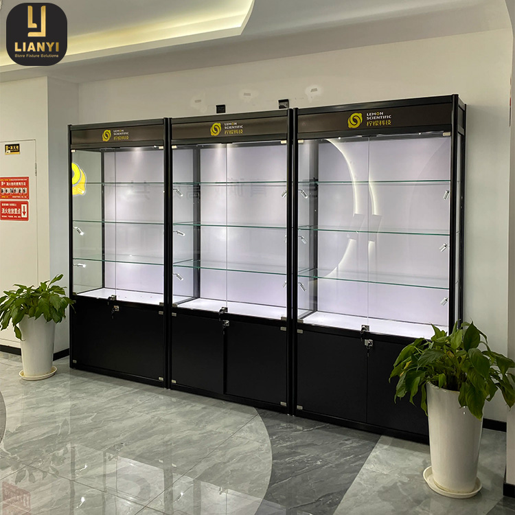 Cheap Price Aluminum Profile Showcase Retail Shop Display Counter Exhibition Glass Cabinets