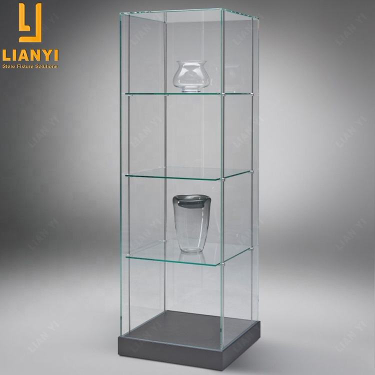 Aluminium Profile Sliding Glass Door Showcase Boutique Display Cabinet For Retail Store Interior