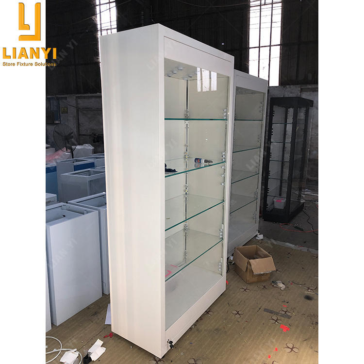 LY Custom High Grade Glass Display Cabinet Museum Showcase with Flexible LED Lights for USA Museum