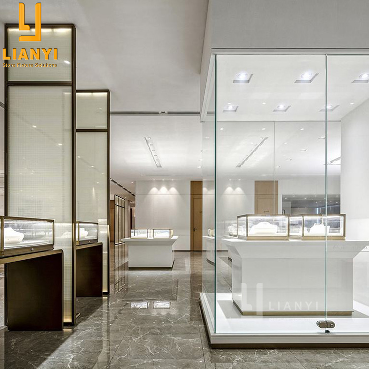 Modern Luxury Jewellery Showroom Decoration MDF Glass Watch Counter Jewelry Display Cabinets