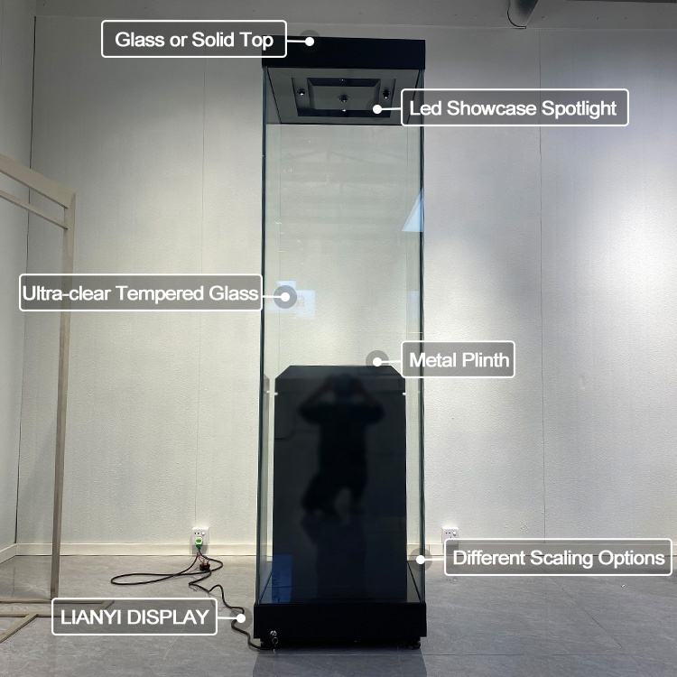 Private Showroom Spotlight Museum Cultural Relic Cabinet Panoramic Glass Collection Display Showcase