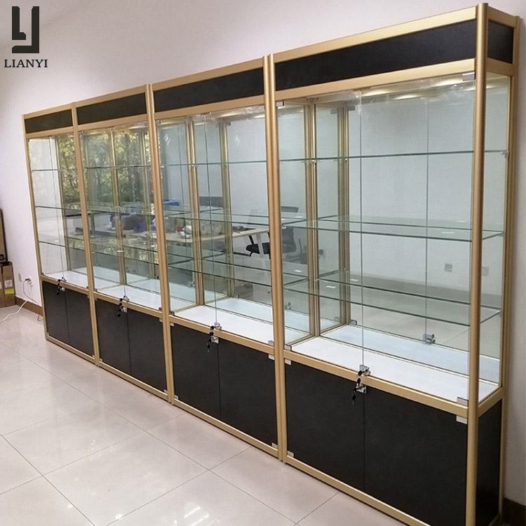 Wholesale Aluminum Profile Glass Showcase Led Light Retail Store Display Cases