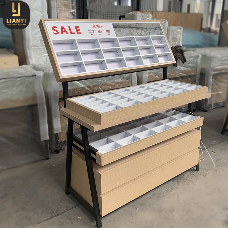 Factory Direct Sales Eyewear Shop Display Cabinet Iron Shelf Multi-layer Lattice Drawer Optical Display Counter Design