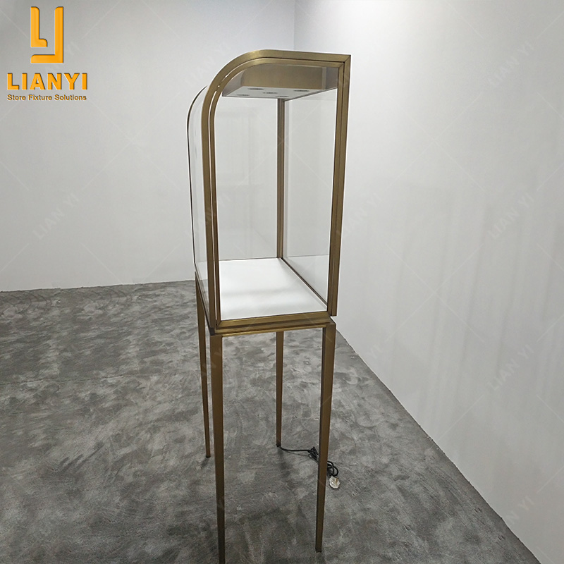 LY Showcase Custom Luxury Stainless Steel Glass Jewellery Display Cabinet