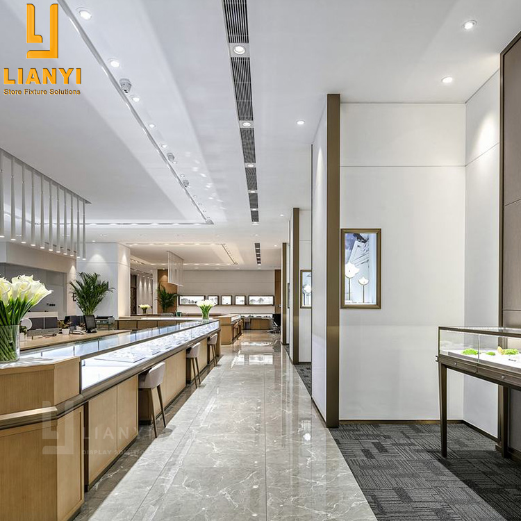 Modern Luxury Jewellery Showroom Decoration MDF Glass Watch Counter Jewelry Display Cabinets