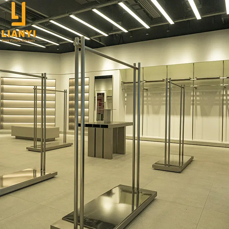 Stainless Steel Sport Clothing Display Racks Furniture for Clothing Store Interior Design Ideas