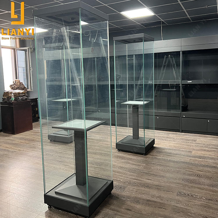 Private Showroom Spotlight Museum Cultural Relic Cabinet Panoramic Glass Collection Display Showcase