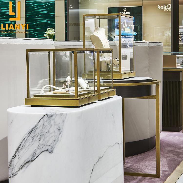 Customized Watch Jewelry Pedestal Glass Display Cases For Jewellery Store Watch Shop Luxury Store