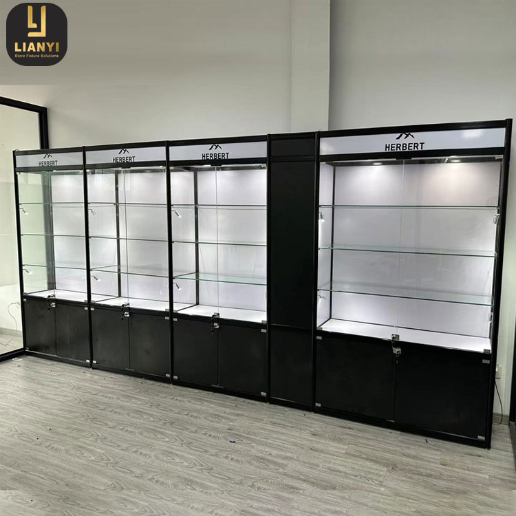 Cheap Price Aluminum Profile Showcase Retail Shop Display Counter Exhibition Glass Cabinets