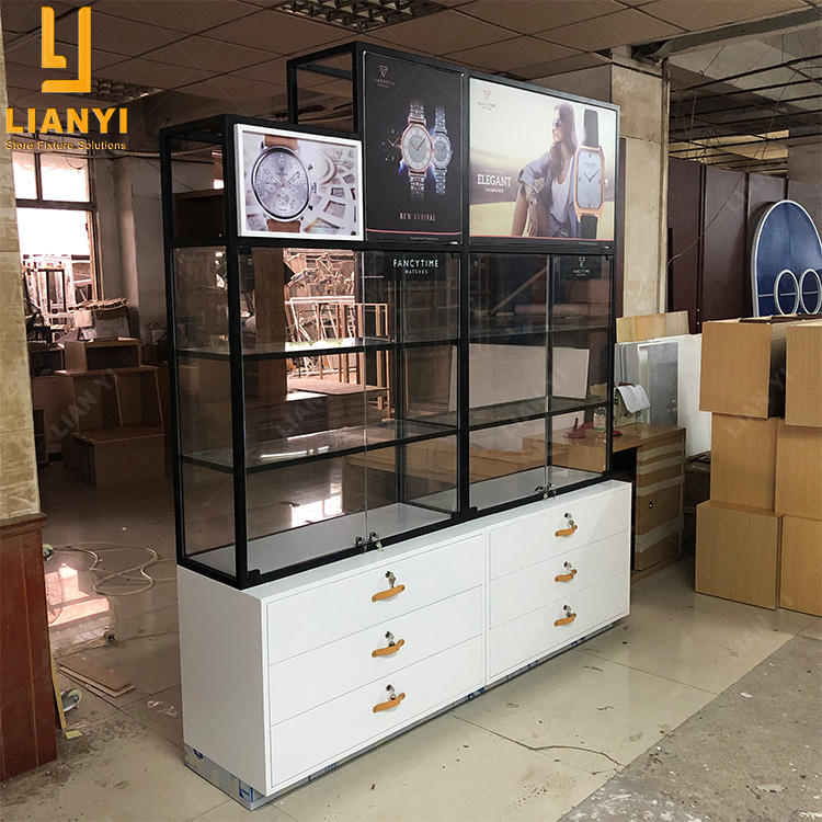 High-end Jewelry Watch Store Furniture Adjustable Glass Shelving Watch Display Cabinet for Watch Shop 