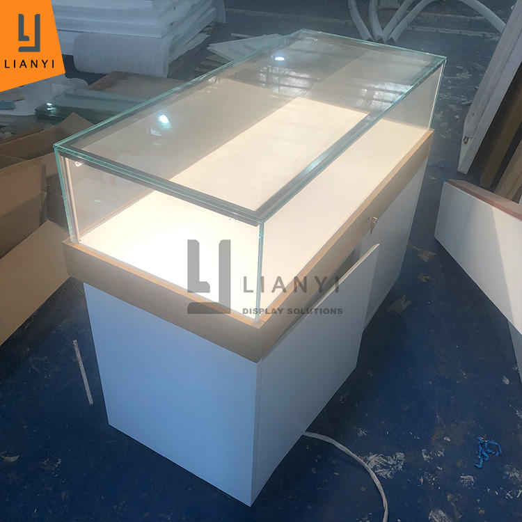 Electronic Shop Elegant Mdf Glass Mobile Phone Display Cabinet Showcase Retail Counter