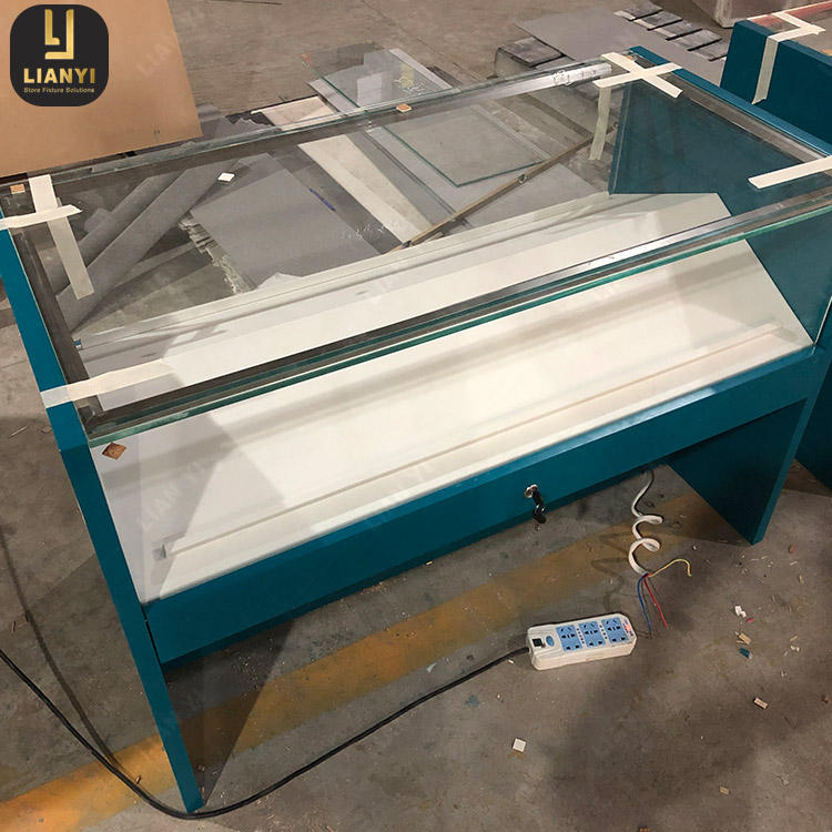 Display Cabinet Factory Custom Wooden Led Display Shelf Wine And Smoke Shop Cigarette Display Counter