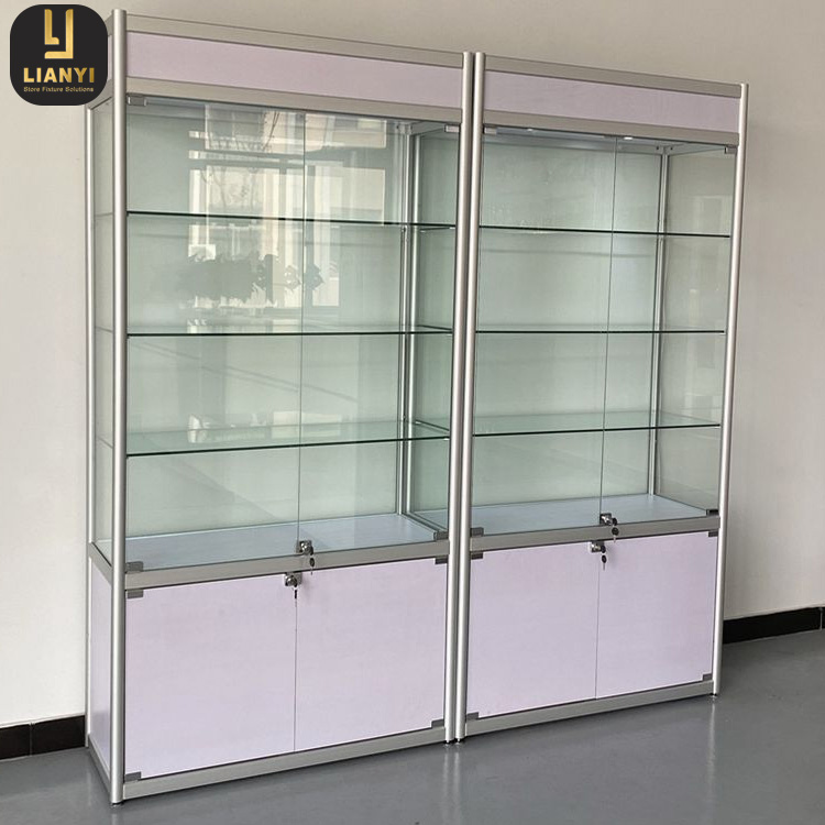 Cheap Price Aluminum Profile Showcase Retail Shop Display Counter Exhibition Glass Cabinets