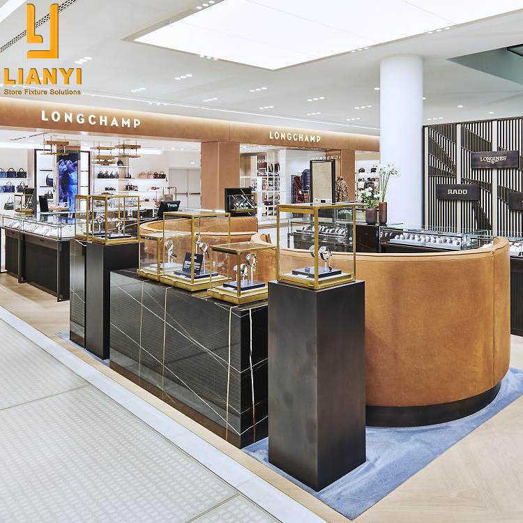 Customized Watch Jewelry Pedestal Glass Display Cases For Jewellery Store Watch Shop Luxury Store