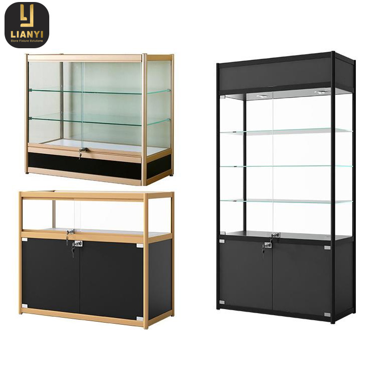 Cheap Price Aluminum Profile Showcase Retail Shop Display Counter Exhibition Glass Cabinets