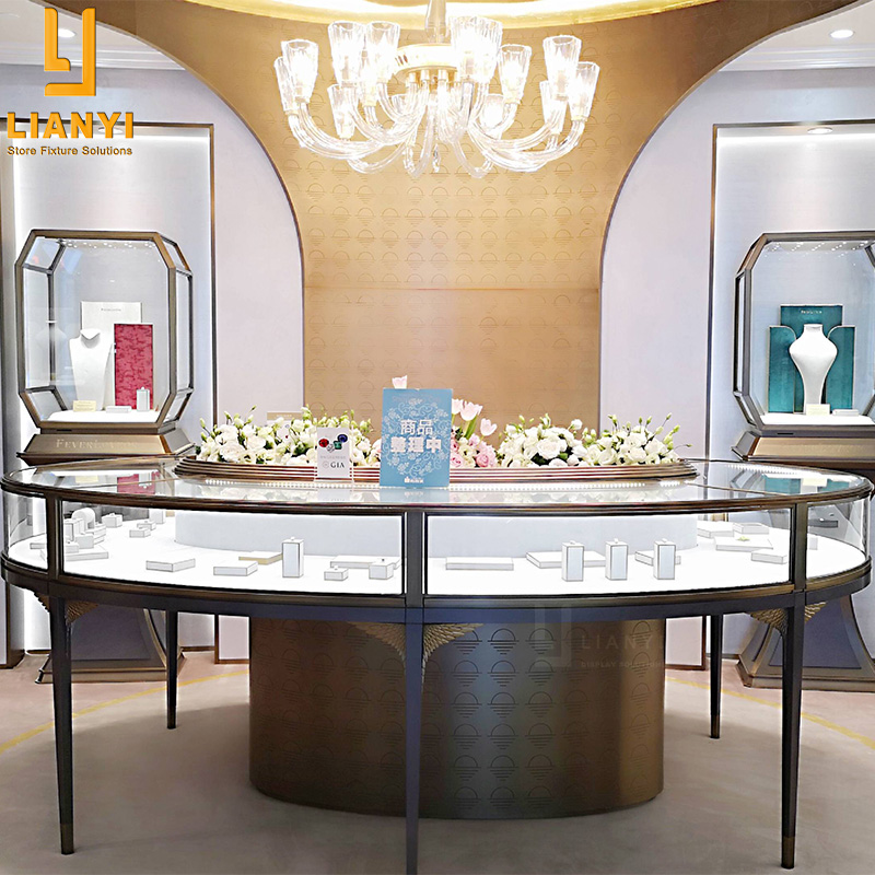 LIANYI Manufacturer Customized Jewelry Display Cases And Jewellery Shop Interior Design