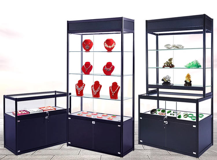 Wholesale Aluminum Profile Glass Showcase Led Light Retail Store Display Cases