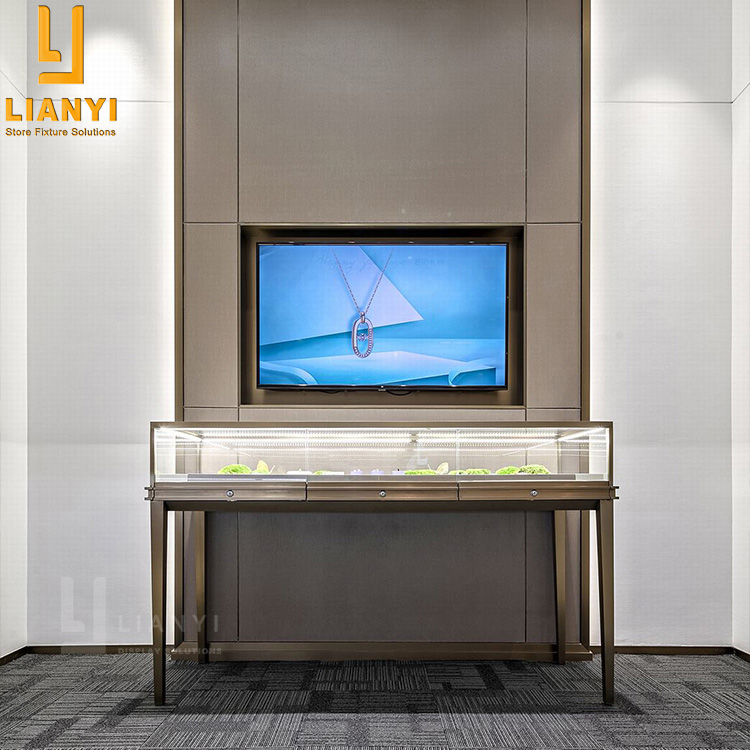 Modern Luxury Jewellery Showroom Decoration MDF Glass Watch Counter Jewelry Display Cabinets