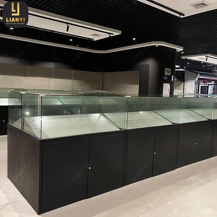 Tall Countertop Glass Museum Display Cabinets Collections Display Counter Shop Retail Fixture