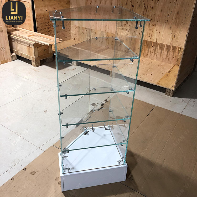 Space-saving Illuminated Corner Glass Display Cabinet Secure and Elegant Showcase Stand