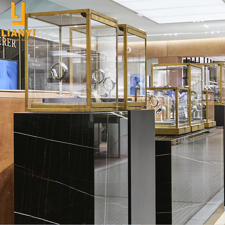 Customized Watch Jewelry Pedestal Glass Display Cases For Jewellery Store Watch Shop Luxury Store