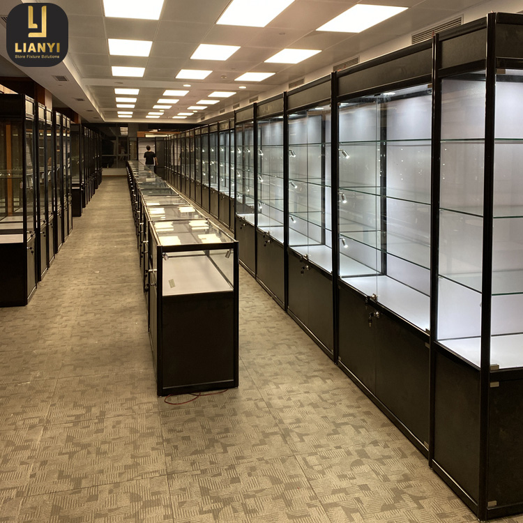 Cheap Price Aluminum Profile Showcase Retail Shop Display Counter Exhibition Glass Cabinets