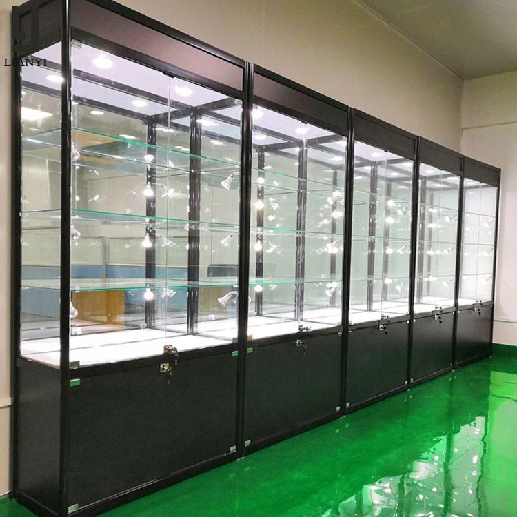 Wholesale Aluminum Profile Glass Showcase Led Light Retail Store Display Cases