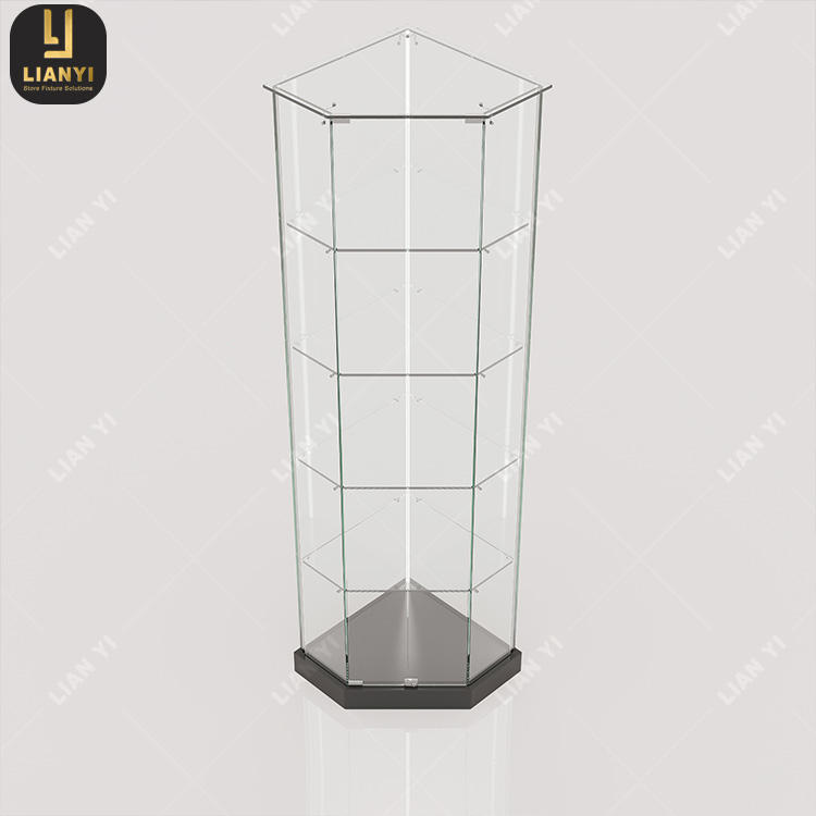 Space-saving Illuminated Corner Glass Display Cabinet Secure and Elegant Showcase Stand