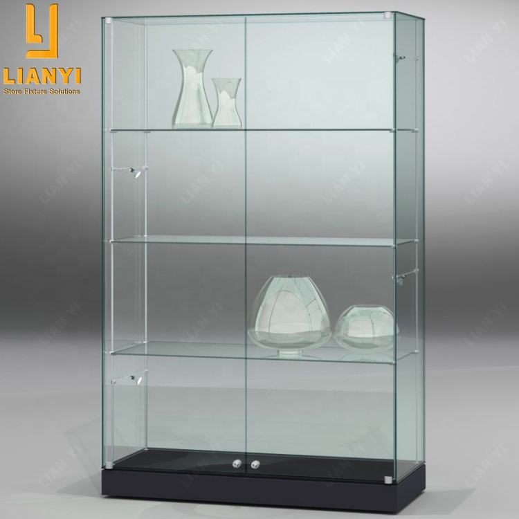 Aluminium Profile Sliding Glass Door Showcase Boutique Display Cabinet For Retail Store Interior