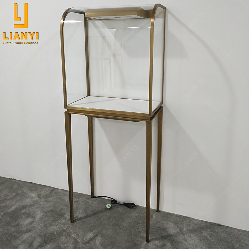 LY Showcase Custom Luxury Stainless Steel Glass Jewellery Display Cabinet