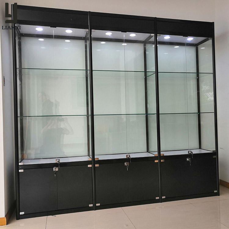 Wholesale Aluminum Profile Glass Showcase Led Light Retail Store Display Cases