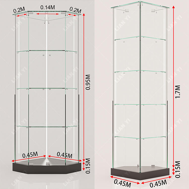 Space-saving Illuminated Corner Glass Display Cabinet Secure and Elegant Showcase Stand