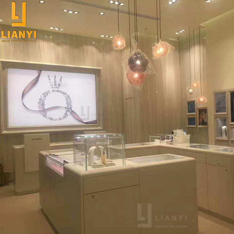 Custom MDF Jewelry Store Furniture Jewellery Shop Counter Design Showcase For Jewelry Shops