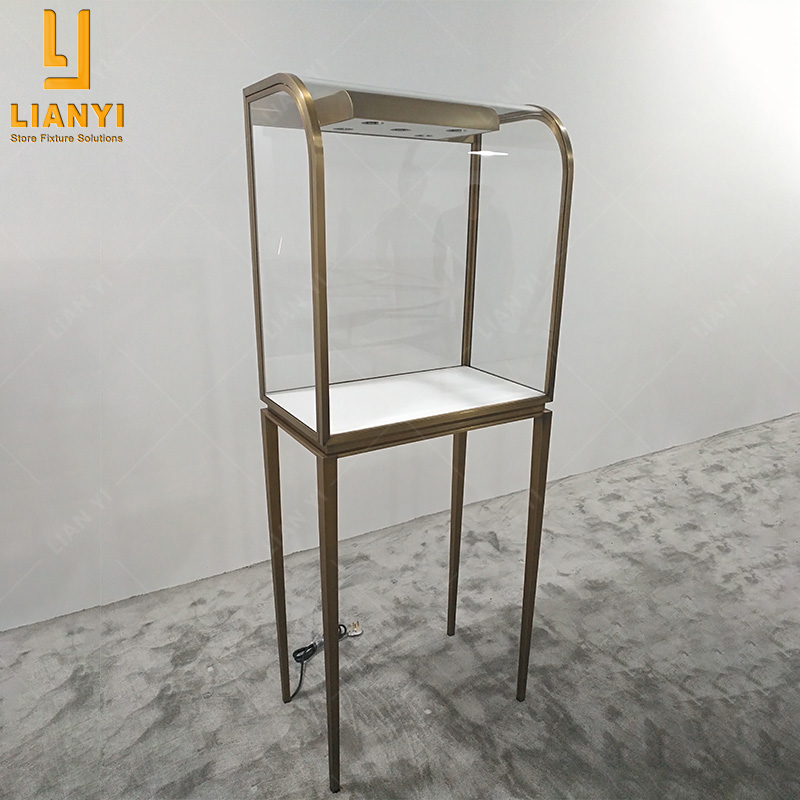 LY Showcase Custom Luxury Stainless Steel Glass Jewellery Display Cabinet