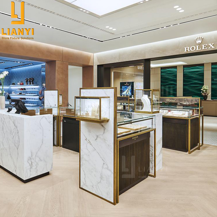 Customized Watch Jewelry Pedestal Glass Display Cases For Jewellery Store Watch Shop Luxury Store