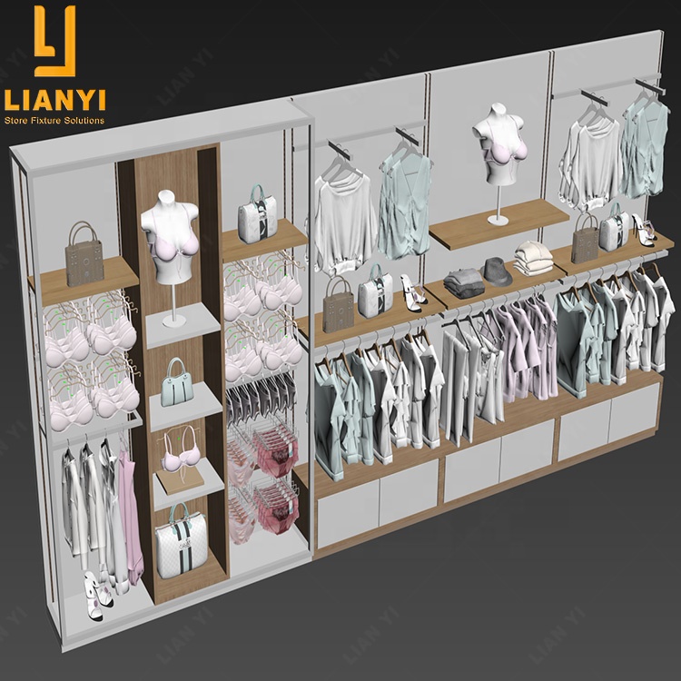 Yoga Store Display Shelves Wall Clothes Display Cabinet For Clothing Store Interior Design